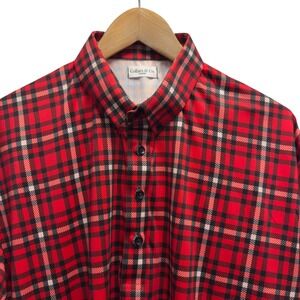 Collars & Co Mens Sz XL Red Tartan Plaid Dress Collar Golf Polo Short Sleeve euc